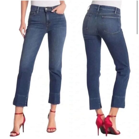 FRAME Denim Le High Straight Jeans Ardmore Big cuff Hem Size 24 - Picture 1 of 6